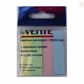 Закладки клейкие бум. 12х50мм 4цв*100л deVENTE пастель