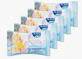 Салфетки влажные Aura Детские Ultra Comfort 15 шт.